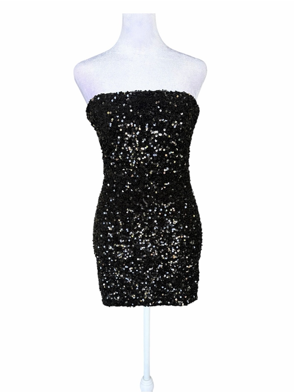 Source Unknown Black Sequin Strapless Bodycon Mini Dress